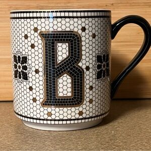 Anthropologie Bistro Tile monogrammed mug : mid century/mosaic tile : Letter B